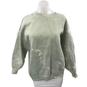 Zara Women's Green Tie Dye Long Sleeve Crew Neck Sweater Sweatshirt Top Size M